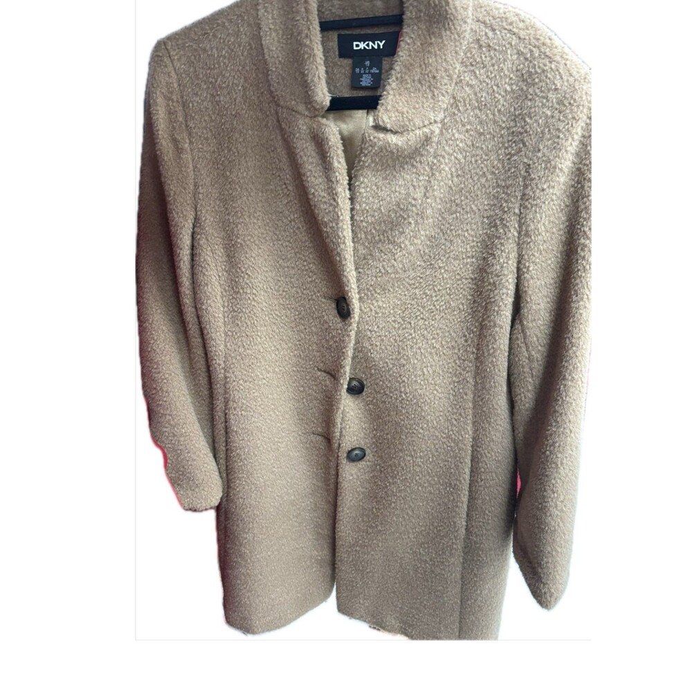 $500 DKNY Women Single-Breasted Walker Coat Alpaca/Wool Size 10 Camel Color